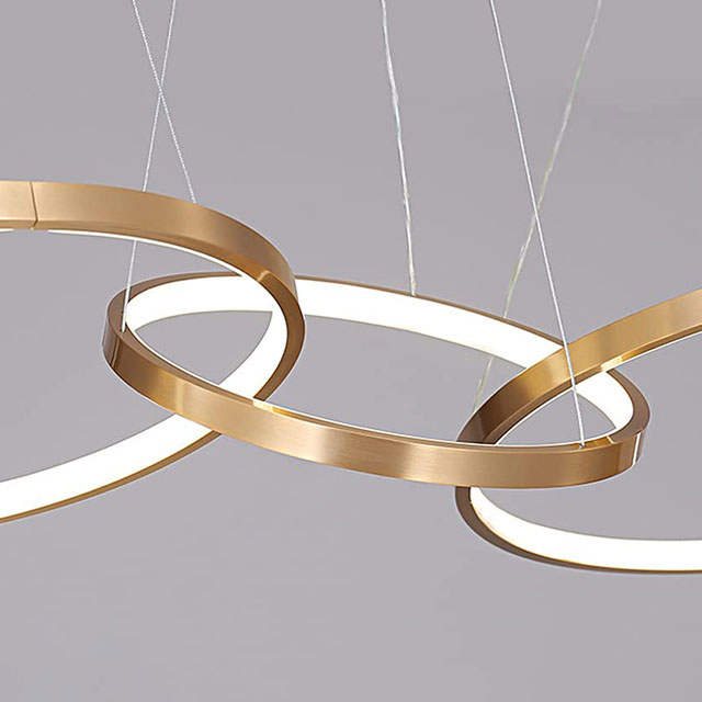 Luxurious Chandelier, Modern Minimalism Circle Rings Led Pendant Light Dining Room Lustre Gold Hanging Lamp Led Indoor Lighting D500+400+400+300+300MM 3000K Brass Metal