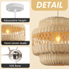 15.8" Rattan Pendant Light Kitchen Island, Boho Lights Fixture Wicker Dining Room Lighting Farmhouse Hand-Woven Chandeliers Weaving Hanging Ceiling Lighting for Restaurant Living Room Foyer 