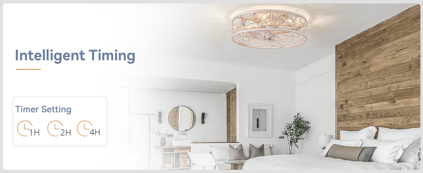 Caged Ceiling Fans with Lights, Farmhouse Flush Mount Ceiling Fan with Remote (16)