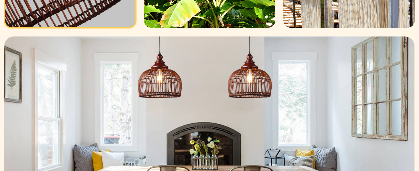 Rattan Pendant Light Kitchen Island (4)