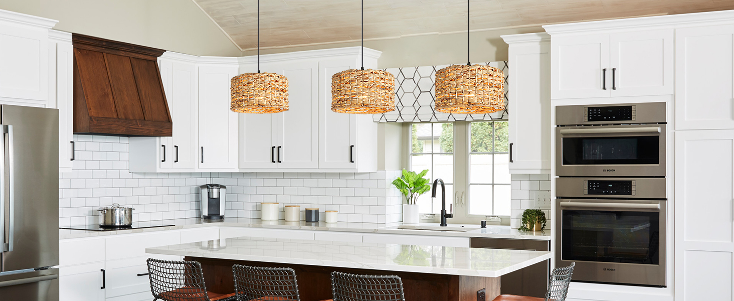 Rattan Pendant Light for Kitchen Island (1)