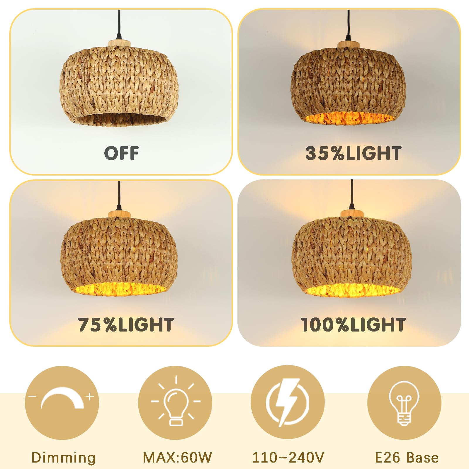 Boho Pendant Lights Kitchen Island, 11.8
