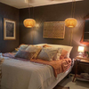 Plug in Pendant Light Fixture with Hand Woven Bamboo Lamp Shade Dimmer Switch Hanging Lights with Plug in Cord Boho Wicker Rattan Hanging Lamp for Living Dinning Room Bedroom Kitchen Island 