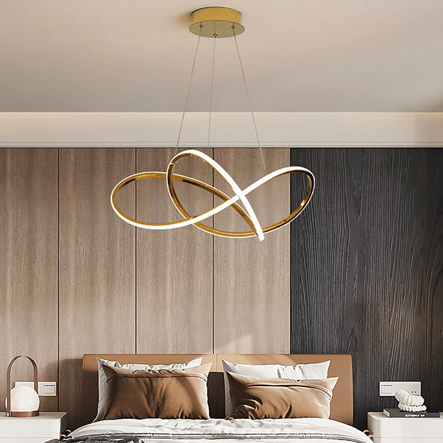 Chandelier Pendant Hanging Light Fixture Elegant Modern Contemporary Adjustable Height Minimalist Gold Ring Brushed Brass 700MM*180MM 55W 3000K 