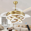 Retractable Ceiling Fan, 42 Inch Chandelier Ceiling Fan with Light, Modern Fandelier Ceiling Fan for Bedroom Living Room Dinning Room, Reverse Motor, 3 Color, 6 Wind Speed