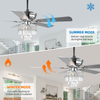 52″ Crystal Ceiling Fan with Lights and Remote Control, Modern Chandelier Fan with Dual Finish Reversible Blades, Quiet Indoor Fanderlier for Living Room, Dining Room, Bedroom