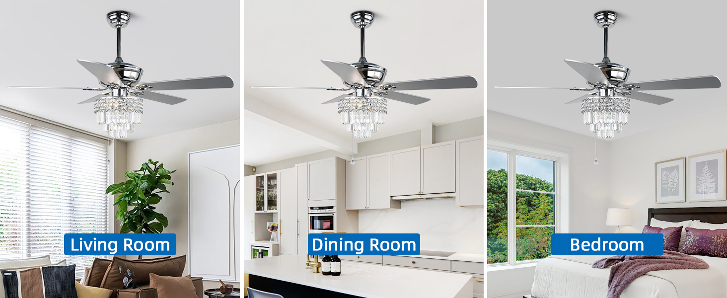 Crystal Ceiling Fan with Lights and Remote (10)