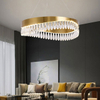 Stainless Steel Titanium + Crystal Chandlier Lighting Modern Chandelier Interior Ceilings Ring Crystal During Chandelier, Light Luxury Crystal Lamp Dining Lamp Two-Colour Light Source
