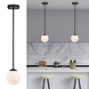 Black Globe Pendant Light Modern Matte Black Pendant Light Fixtures Over Kitchen Island with Frosted Glass Hanging Pendant Light Fixture 