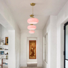 Glass Semi Flush Mount Ceiling Light Antique Brass Ceiling Light Dome Glass Close to Ceiling Light Vintage Ceiling Light Fixture Cream Schoolhouse Single Ceiling Lamp 