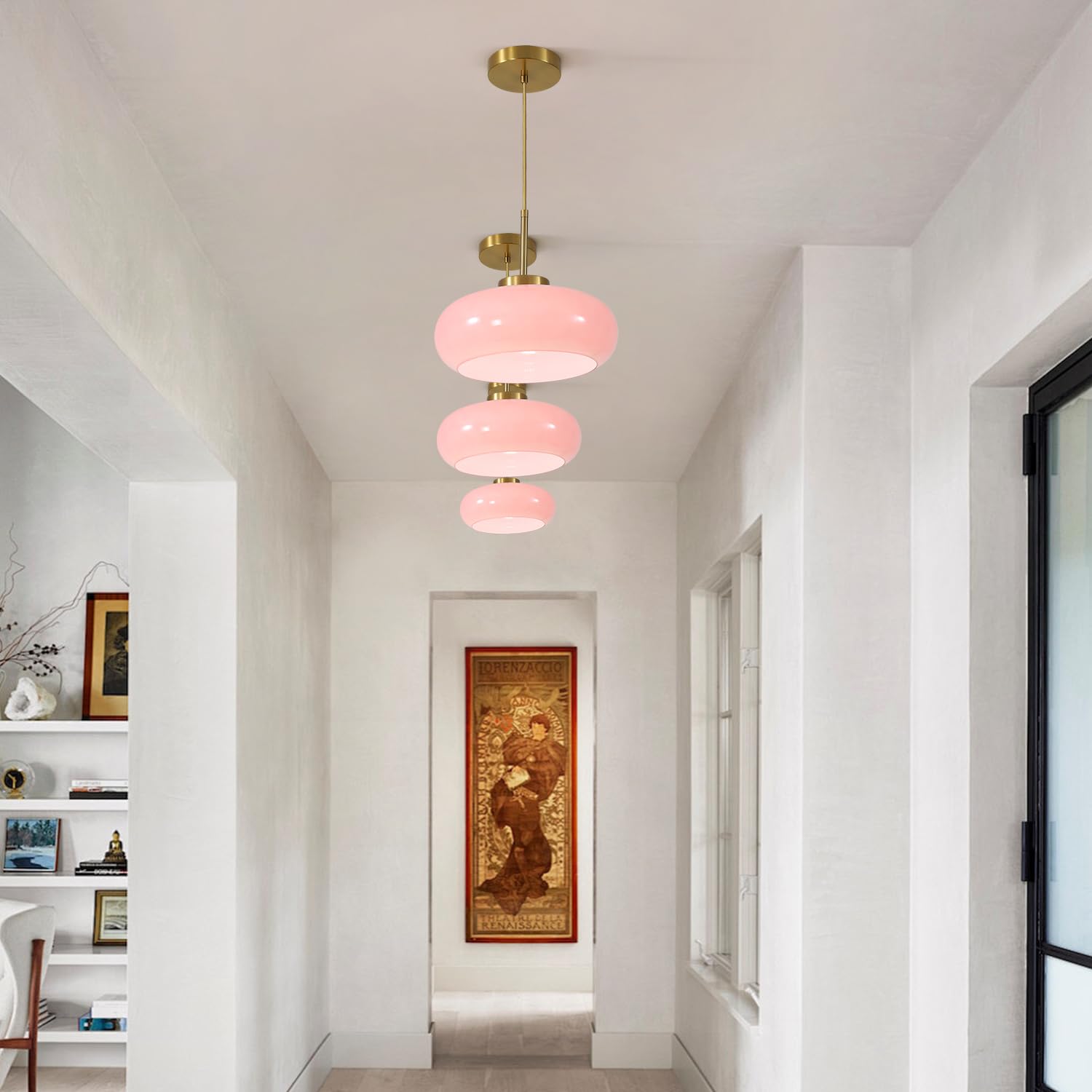 Glass Semi Flush Mount Ceiling Light Antique Brass Ceiling Light Dome Glass Close to Ceiling Light Vintage Ceiling Light Fixture Cream Schoolhouse Single Ceiling Lamp 