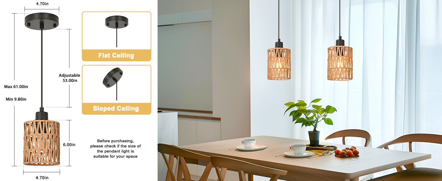 Boho Rattan Pendant Light for Kitchen Island (2)
