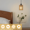 Rattan Pendant Lights Kitchen Island, Farmhouse Pendant Lighting with Hand Woven Wicker Shade, Boho Chandelier Light Fixtures Ceiling Hanging for Dining Room Bedroom Foyer Hallway 
