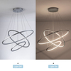 3-Rings Modern LED Chandelier Silver Pendant Lighting Circular Flush Mount High Ceiling Light for Living Dining Room Bedroom Foyer 4000K Ø80cm+Ø60cm+Ø40cm