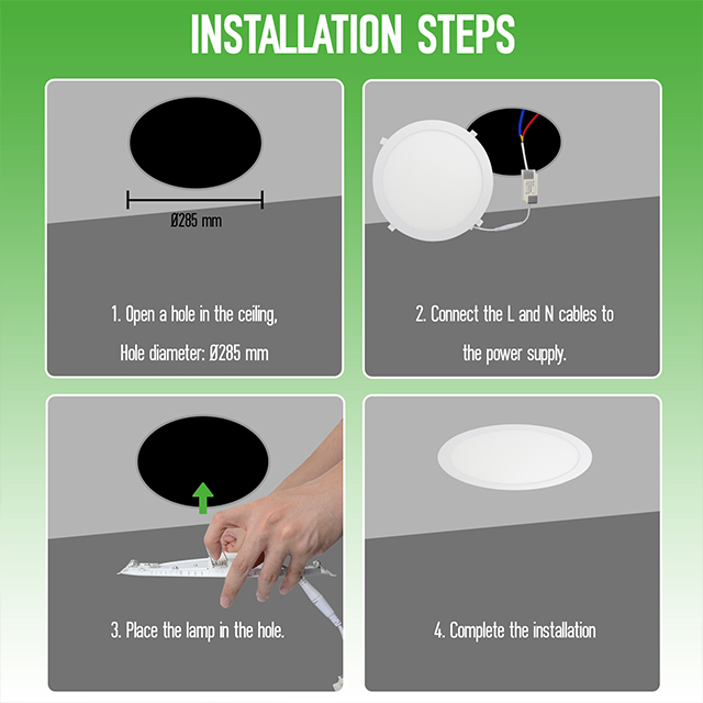 24W 3CCT Round Recessed LED Panel Light with CCT Switch | &Oslash;300mm