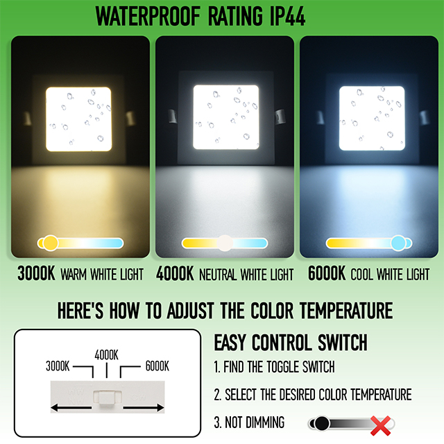 5W 3CCT Square Recessed LED Panel Light with CCT Switch | 85&times;85mm