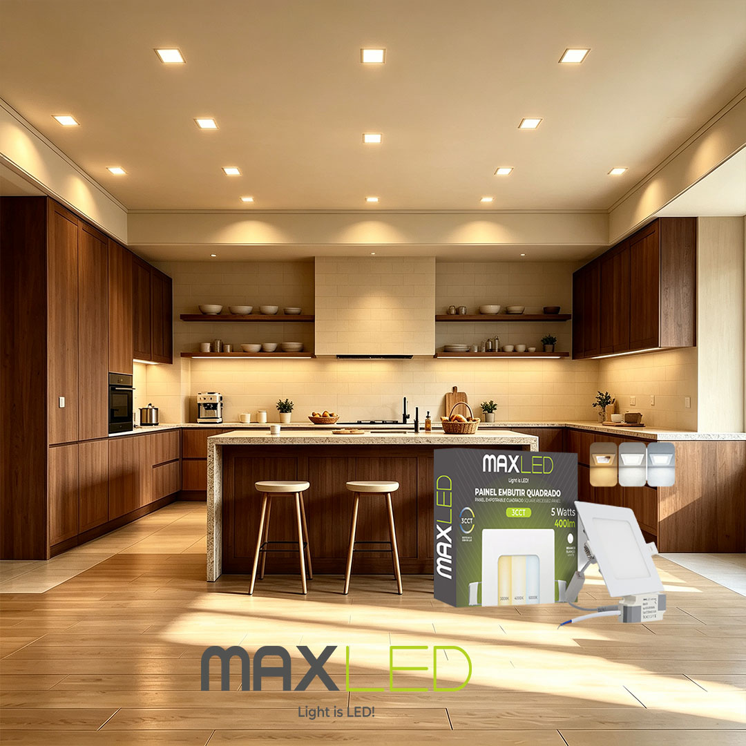 Maxled, Light is Led! Foco Empotrable LED 5W 85x85mm, 3CCT Luz C&aacute;lida Neutra Y Fr&iacute;a