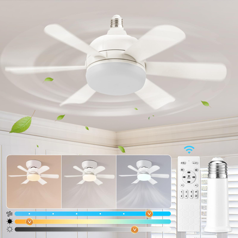 Socket Fan Light with Remote, E26 Base 17.7