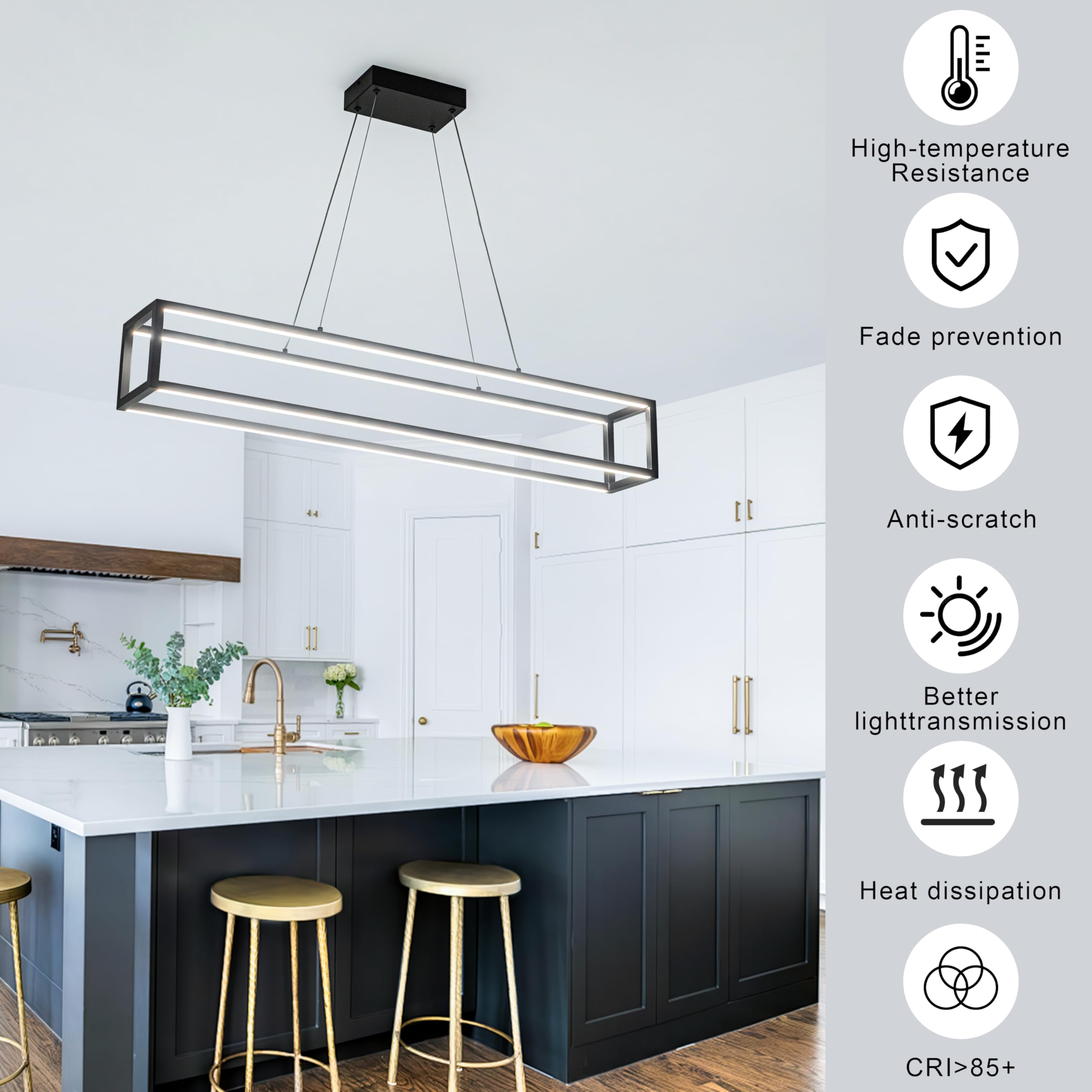 Modern LED Chandelier Linear Rectangle Chandelier Dimmable 39
