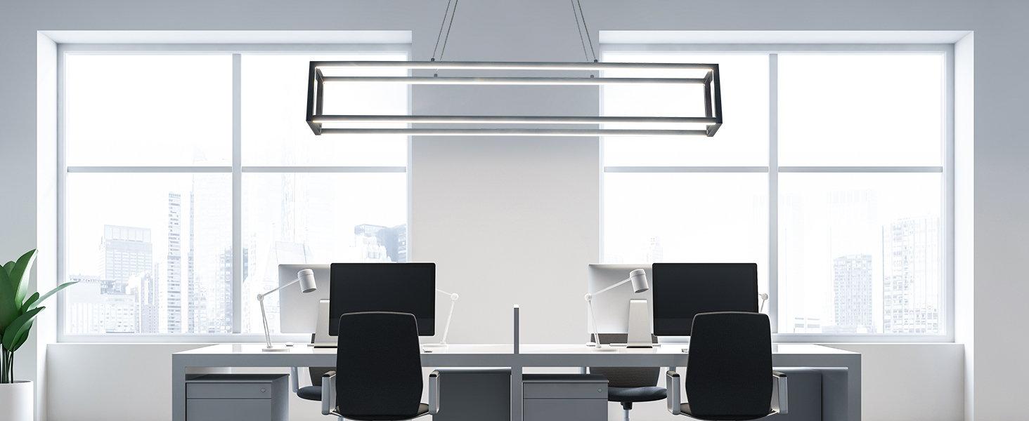 Modern LED Chandelier Linear Rectangle Chandelier Dimmable (4)