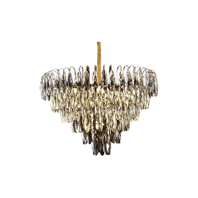 Electroplated Iron LED Modern Gold Crystal Chandelier E14 Lamp Head 600MM 760MM