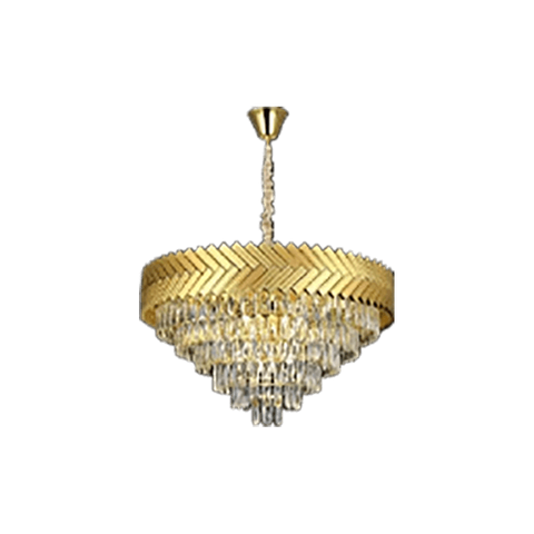 9305 High Quality Electroplated Iron LED Gold Crystal Chandelier Oxidised Aluminium Frame