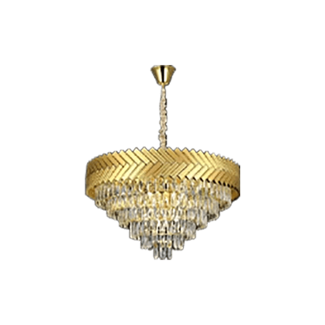9305 High Quality Electroplated Iron LED Gold Crystal Chandelier Oxidised Aluminium Frame