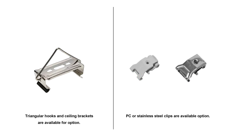 5. IP65 waterproof and dustproof LED modern three-proof lamp made in China 10W 18W 36W 48W wholesale modern lamp IK08 explosion-proof 3-year warranty. Optional triangular hook and ceiling bracket.