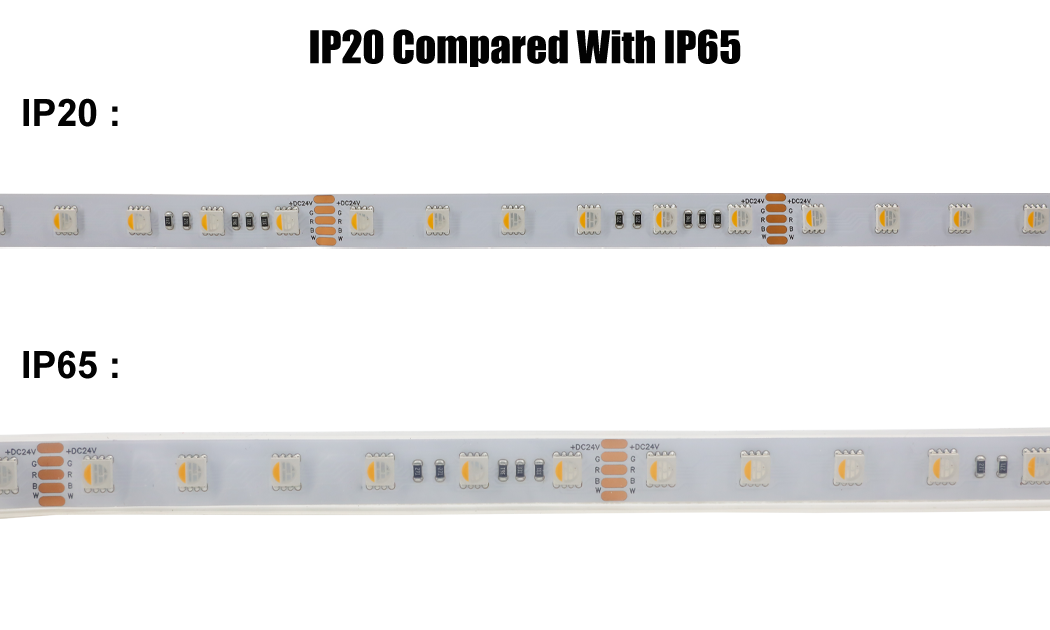 2. LED shearable light strip 19.2W IP20 IP65 made in China can be selected waterproof and dustproof 5050SMD RGB-4000K switchable IP20 5M per roll IP65 10M per roll
