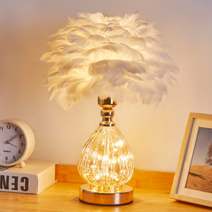 Feather Table Lamp,Romantic Decor Small Night Stands Light with 3 Color Dimmable Lighting Elegant Desk Lamp Suitable for Girl Bedroom, Living Room