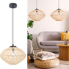 15.7” Large Rattan Chandelier for Dining Room - Boho Light Fixture Kitchen Island - Rattan Pendant Light for Bedroom - Coastal Pendant Light - Rattan Basket Light Fixture - Wicker Chandelier 