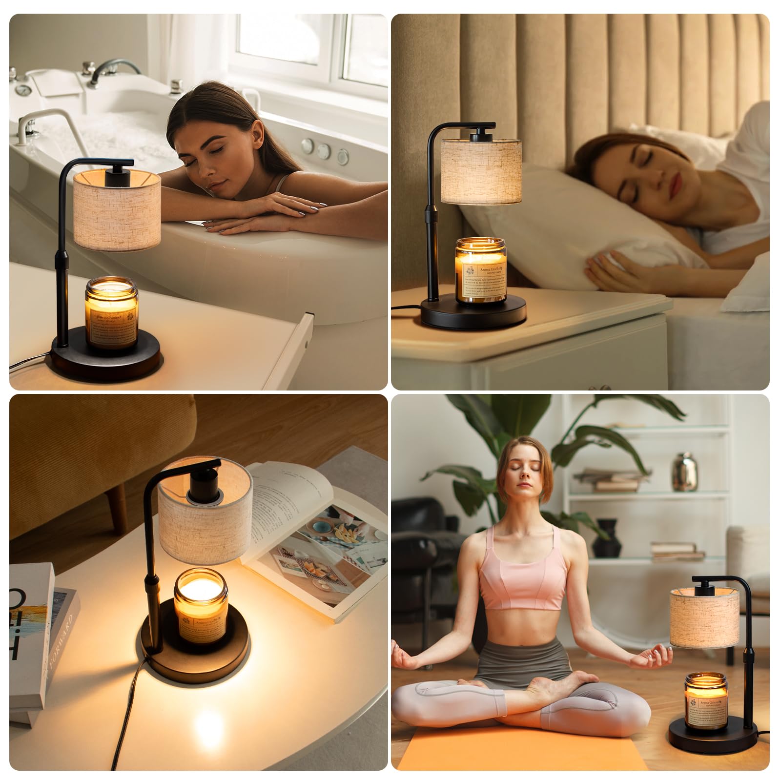 Candle Warmer Lamp with Timer, Dimmable Candle Wax Warmer with 2 Light Bulbs, Height Adjustable Electric Candle Lamp for All Size Scented Candles, Home Room Decor, Gifts for Women Mom 