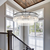  Modern Chandelier, Crystal Glass Chandelier Lighting, Round Dining Room Chandelier Contemporary Pendant Ceiling Light for Bedroom Foyer Entryway