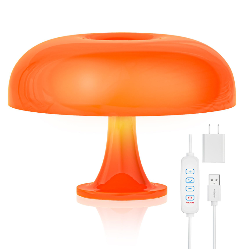  Mushroom Lamp, Dimmable Mushroom Table Lamp with 3 Lighting Modes, 70s Retro Lamp Mid Century Modern Lamp Mushroom Shaped Donut Lamp for Bedroom, Cool Home Decor Aesthetic Lamp