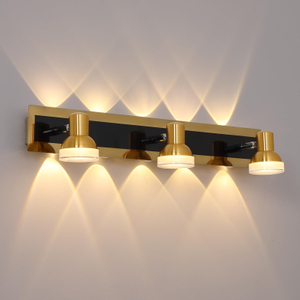 Black and Gold Bathroom Lighting Fixtures Over Mirror, Modern Vanity Lights Features 360 Rotatable Head, 3 Light Color Options Bathroom Vanity Light for Mirror, Bathroom 
