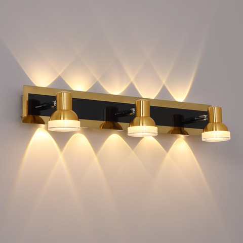 Black and Gold Bathroom Lighting Fixtures Over Mirror, Modern Vanity Lights Features 360 Rotatable Head, 3 Light Color Options Bathroom Vanity Light for Mirror, Bathroom 