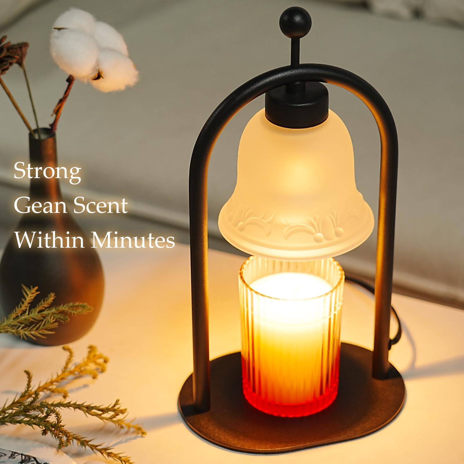 Candle Warmer Lamp with Timer, Electric Candle Warmer Lamp with 2 Bulbs for Jar Candles, Dimmable Timer Heat Melting Wax Candles for Bedroom Home Decor House Warming Gifts 