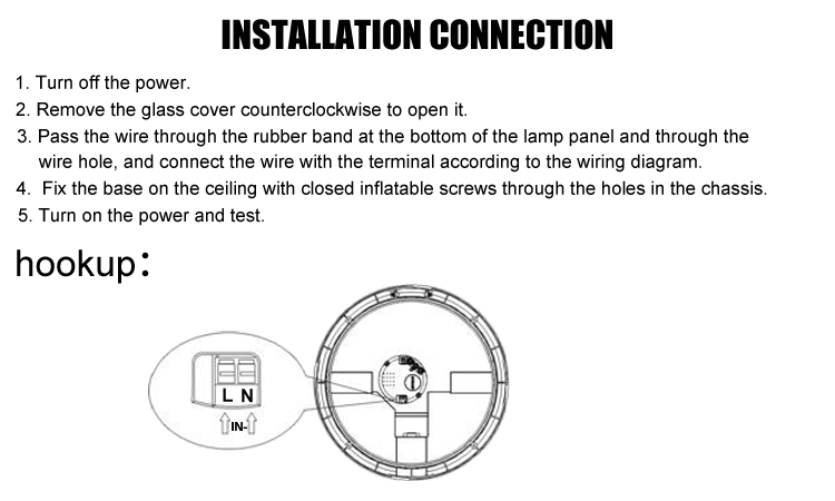 3. Installation schematic diagram LED modern induction lamp, the detection range is 180 degrees and 360 degrees, the maximum detection distance is 5-15m, and the maximum ceiling is 2-8m. IP65 is water
