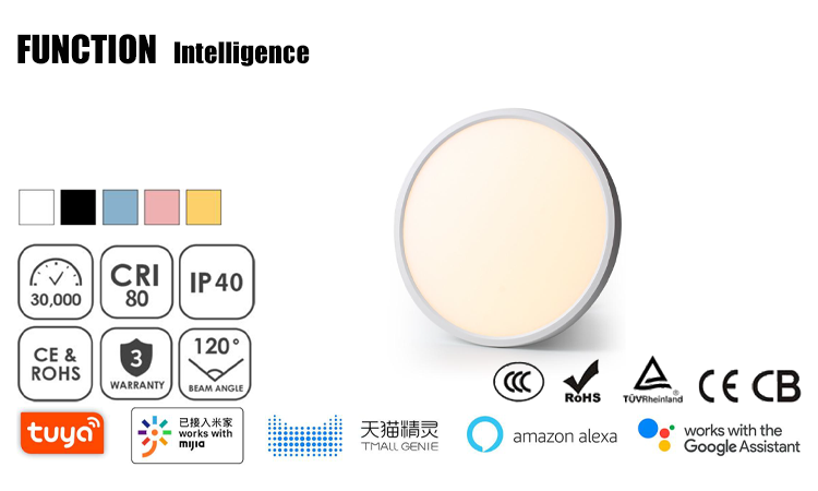 7. Intelligent LED ceiling lamp, IP40 indoor lighting, 18W 24W 36W 45W 64W optional, 2800K-4000K-6000K, modern LED round ceiling lamp, CE CB ROHS certification