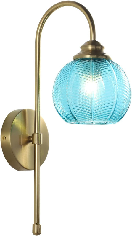 Glass Wall Sconce Mid Century Vintage Wall Lamp Modern Globe Bathroom Sconces Wall Lighting Brass Gold Wall Sconces Long Thin Wall Sconce Bedroom Bedside Wall Lamp