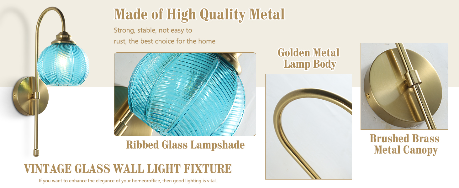 Glass Wall Sconce Mid Century Vintage Wall Lamp (2)