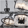 Crystal Chandelier 4Lights, Small Black and Crystal Pendant Light Fixture 12.59Inches, Modern Hanging Lighting Crystal Mini Chandeliers Gorgeous for Hallway Entryway Bedroom E12 
