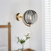 Vintage Glass Wall Sconce Brushed Gold Wall Sconces Mid Century Modern Globe Vanity Light Round Wall Mounted Light Fixture for Bedroom Bathroom Hallway 
