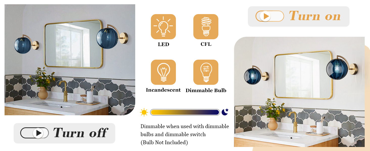 Glass Wall Sconces Brushed Brass Wall Sconce Light (7)