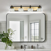 4 Light Bathroom Vanity Light, LED 24W Bathroom Lighting Fixtures Over Mirror, Gold Black Bathroom Light Fixture, Wall Sconce Light with Crystal Shade, Bathroom Wall Light Fixtures, Day Light 