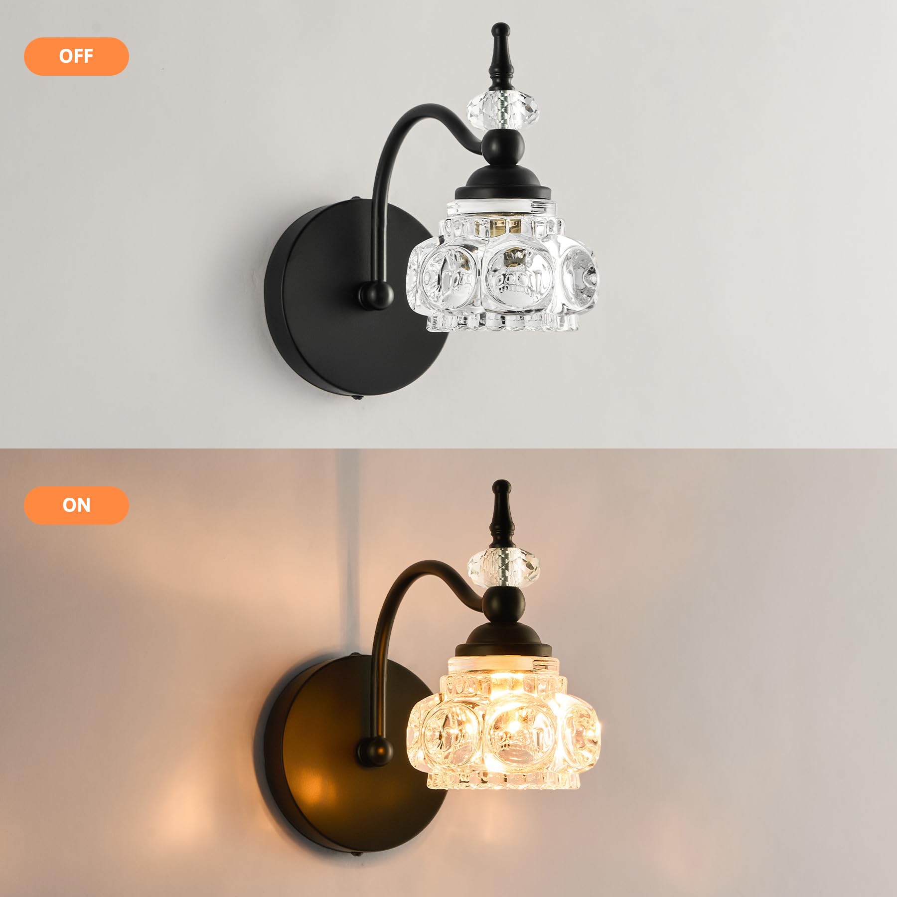  Bathroom Vanity Light Fixture, Bathroom Lights Over Mirror Black Vanity Lights, Modern Vintage Wall Lights for Bathroom Bedroom Hallway Entryway Living Room Corridor