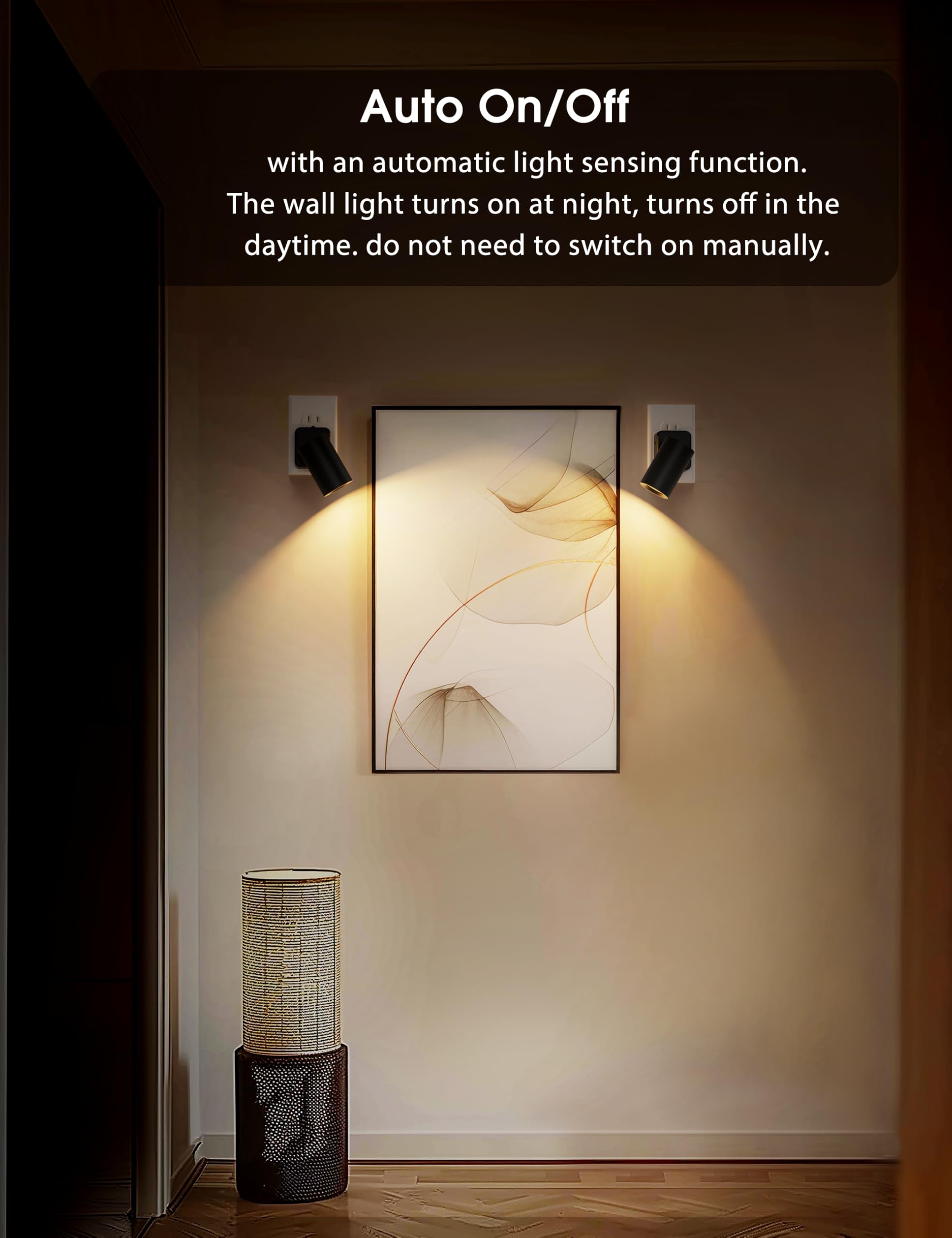 LED Night Light,Night Lights Plug into Wall, 0-100LM Dimmable Brightness, Wall Spotlight Indoor,Dusk to Dawn Sensor,Modern Decor Nightlight for Bathroom,Hallway,Stairs 