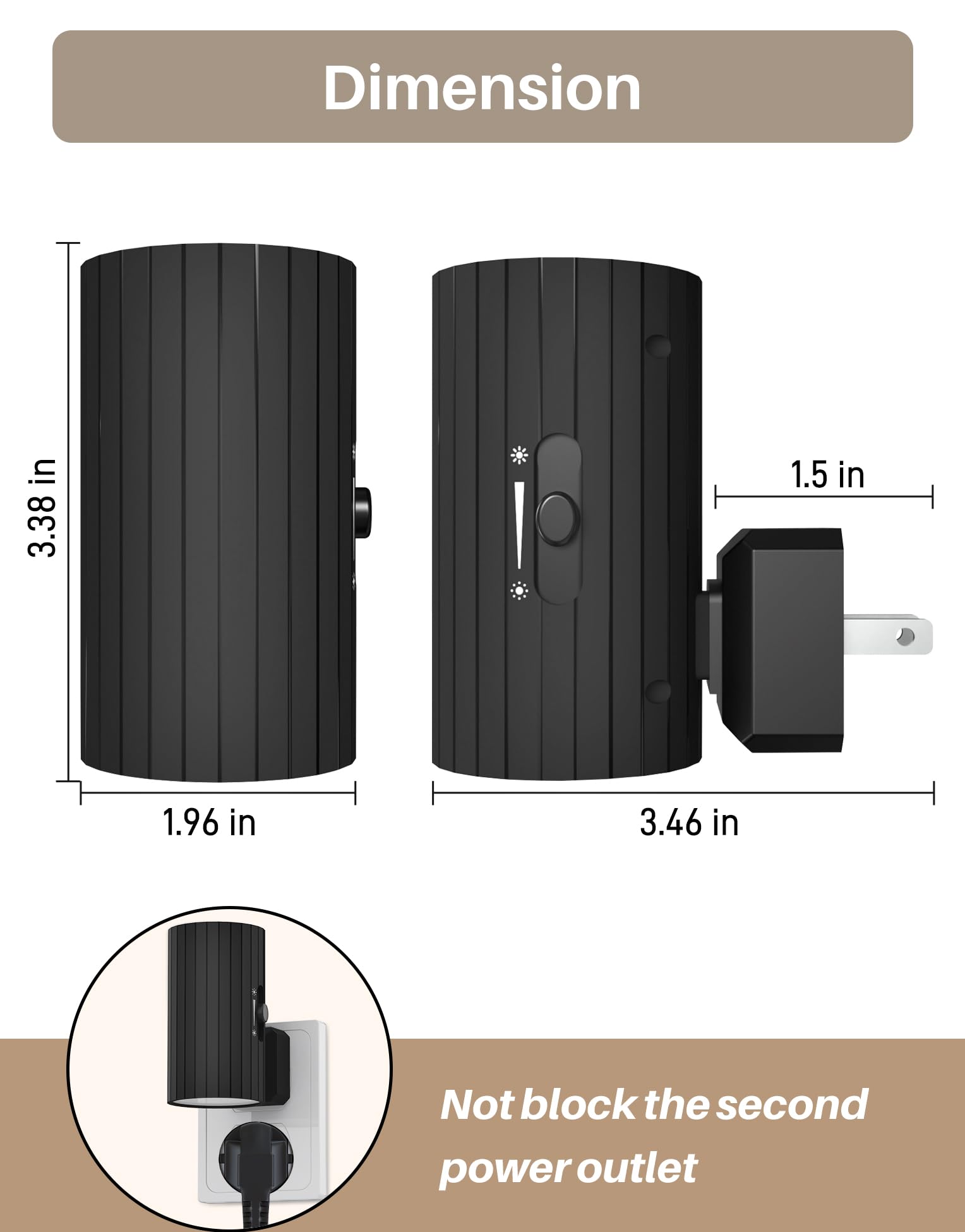 Night Lights Plug into Wall, LED Plug in Night Light, Dusk to Dawn Light Sensor, 0-100LM Adjustable Brightness Wall Light, Dimmable Night Lights for Hallway Bedroom Stairway