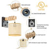 Rattan Boho Wall Sconces, Hardwired Hand-Woven Farmhouse Wall Lamps with Wooden Arm & On/Off Dimmable Switch,Rustic Indoor Wall Mount Light Fixtures for Bedroom Nursery Living Room Bathroom
