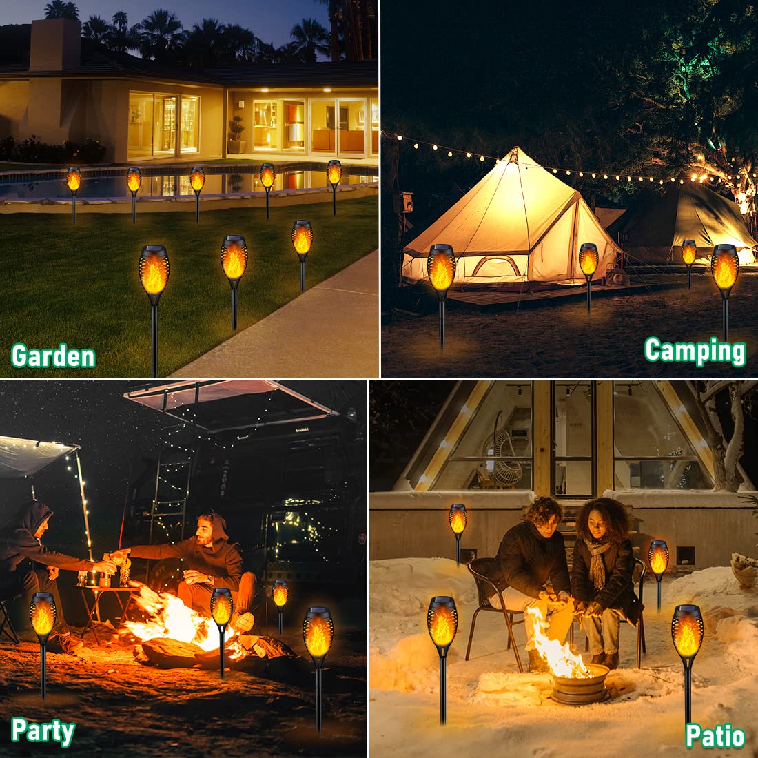 Solar Lights Outdoor, Solar Torch Light with Flickering Flame for Garden Decor, Solar Garden Lights, Waterproof Solar Powered Outdoor Lights, Flame Torches for Outside Patio Pathway Yard Decorations 
